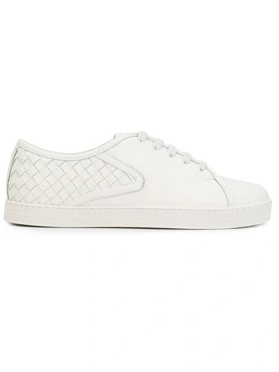 Shop Bottega Veneta Bianco Intrecciato Nappa Caramel Sneaker In White