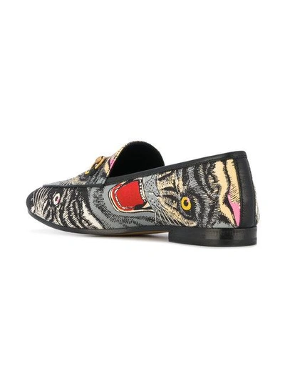 Shop Gucci Black Angry Cat Print Loafers In Multicolour