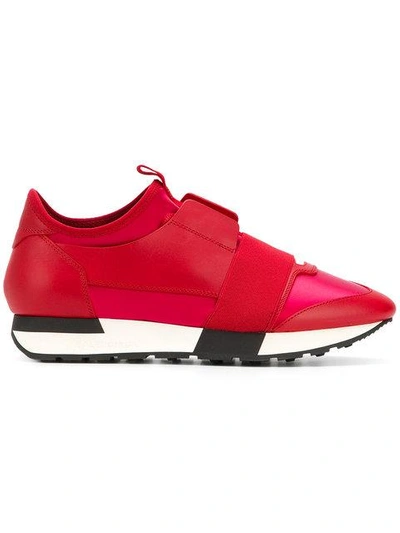 Balenciaga Race Runner Sneakers With Leather And Satin In Red | ModeSens