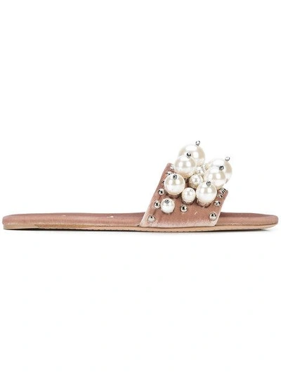 Shop Miu Miu Pearl-embellished Sandals - Pink