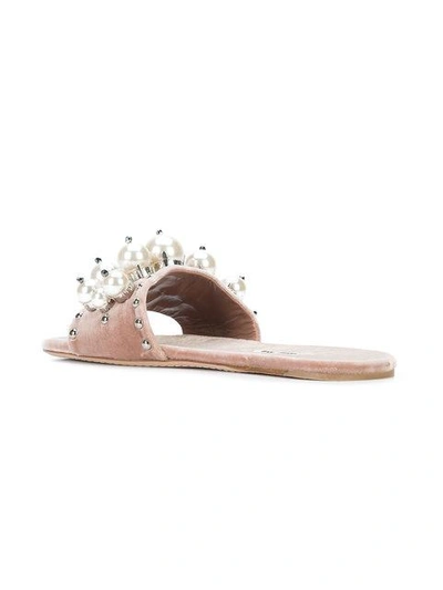 Shop Miu Miu Pearl-embellished Sandals - Pink