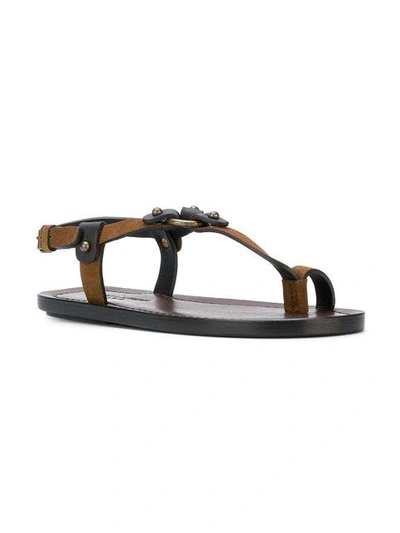 Shop Saint Laurent Open Toe Buckle Sandals In Brown