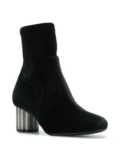 Shop Ferragamo Salvatore  Flower Heel Ankle Boots - Black
