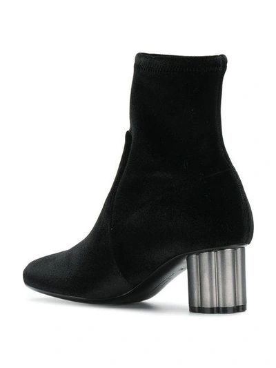 Shop Ferragamo Salvatore  Flower Heel Ankle Boots - Black