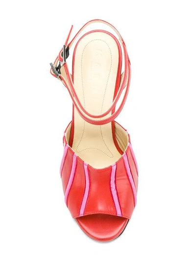 Shop Marni Contrast Striped Sandals - Red