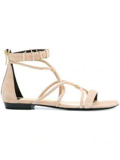 Shop Barbara Bui Open-toe Strapped Sandals In Neutrals