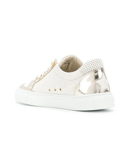 Shop Lorena Antoniazzi Star Patch Sneakers In 0102 Beige/gold Tone