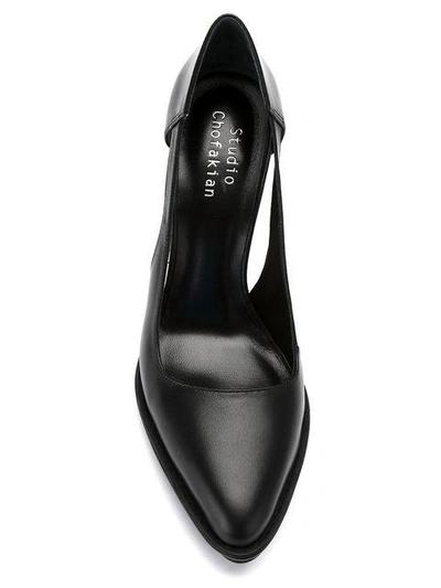 Shop Studio Chofakian Leather Pumps In Black