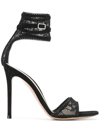 Shop Gianvito Rossi Lace Detail Sandals