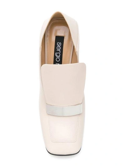 Shop Sergio Rossi Curved Logo Plaque Pumps In Neutrals