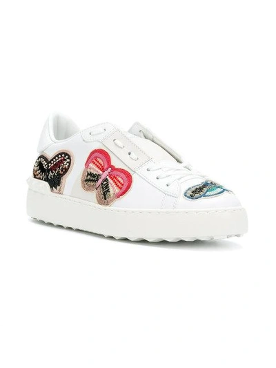 Shop Valentino Embellished Butterfly Sneakers - White
