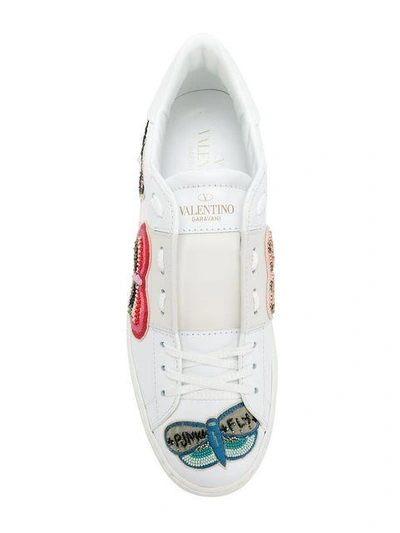 Shop Valentino Embellished Butterfly Sneakers - White