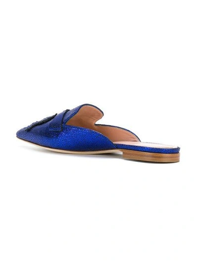 Shop Alberta Ferretti Bow Detail Mules In Blue