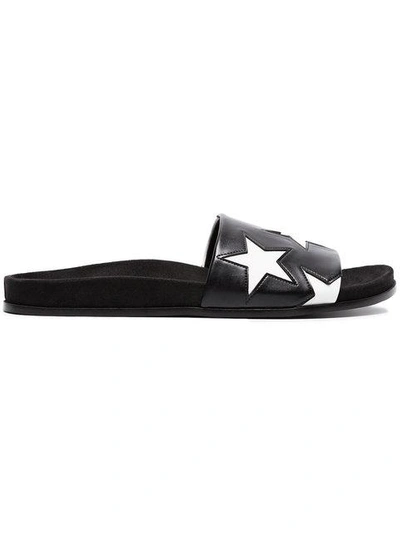 Shop Stella Mccartney Black Mule Star Slides