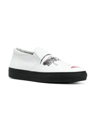 Shop Moschino Pop Art Print Slip-on Sneakers In White