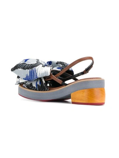 Shop Marni Printed Ruffle Front Sandals - Multicolour