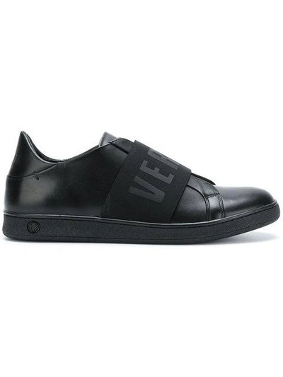 Shop Versus Logo Banded Slip-on Sneakers - Black