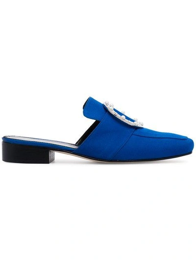 Shop Dorateymur Pet Crystal Embellished Flat Loafers In Blue