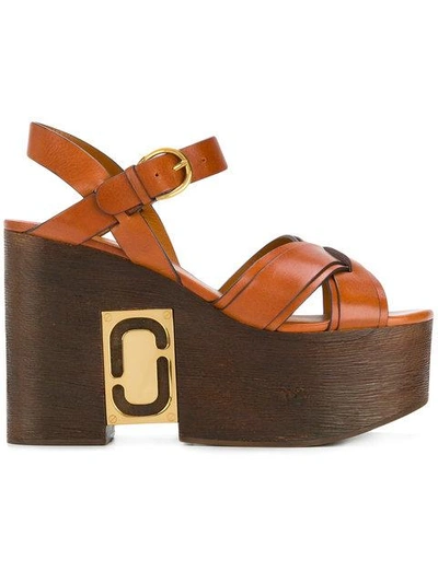 Shop Marc Jacobs Paloma Status Wedge Sandals In Brown