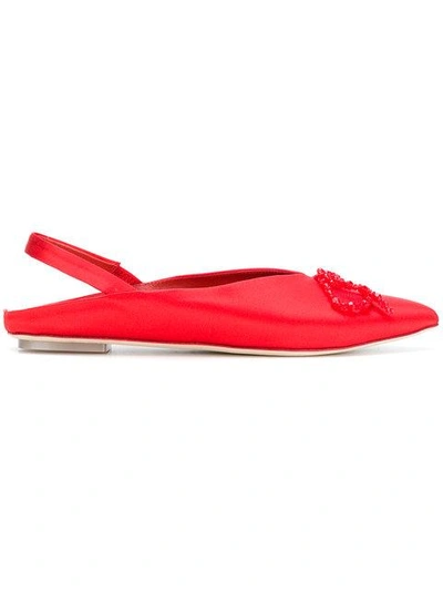 Shop Simone Rocha Slingback Style Ballerinas In Red