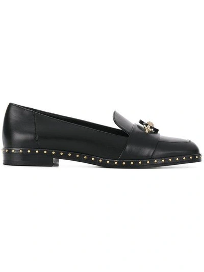 Shop Versace Medusa Studded Loafers - Black