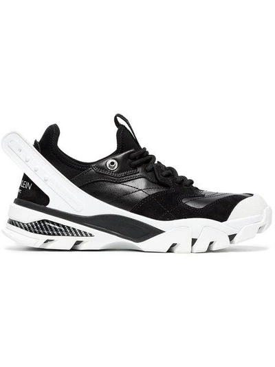 Shop Calvin Klein 205w39nyc Black And White Carla Leather Sneakers