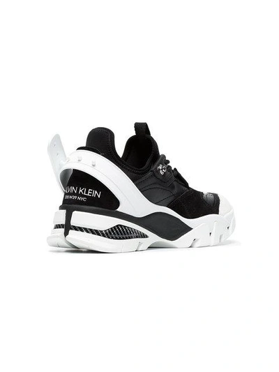 Shop Calvin Klein 205w39nyc Black And White Carla Leather Sneakers
