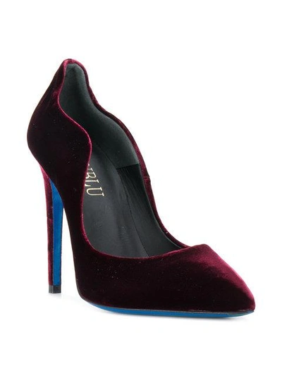 Shop Loriblu Velvet Stiletto Pumps - Pink & Purple