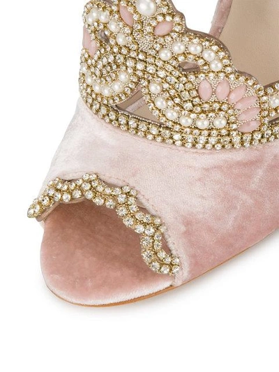 Shop Sophia Webster Pink Royalty Tiara 100 Velvet Sandals