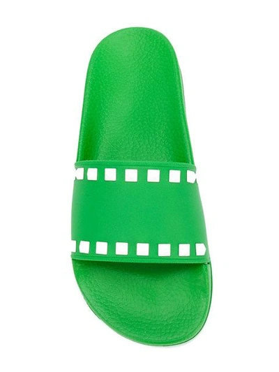 Shop Valentino Free Rockstud Pool Slides In Green