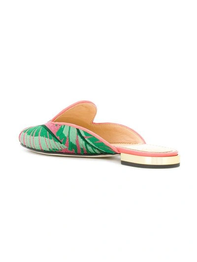 Shop Charlotte Olympia Flamingo Flat Mules In Multicolour