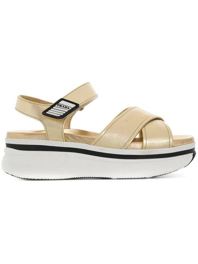 Shop Prada Crossover Strap Sandals