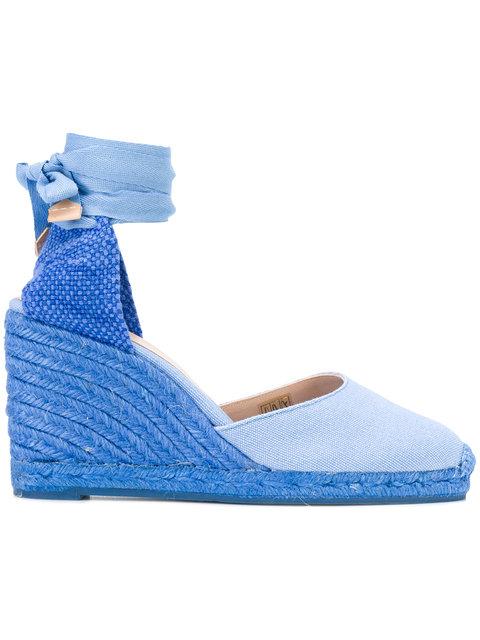 blue canvas wedge shoes