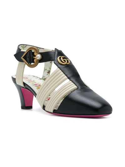 Shop Gucci Mid-heel T-strap Sandals In Black