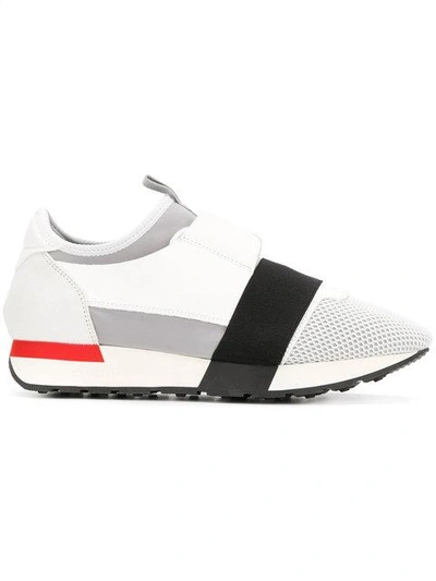 Balenciaga Race Runner Leather, Suede, Mesh And Neoprene Sneakers In White  | ModeSens