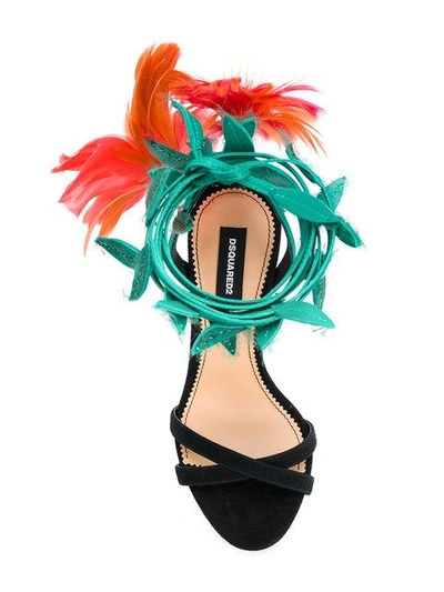 Shop Dsquared2 Feather Floral Sandals In Multicolour