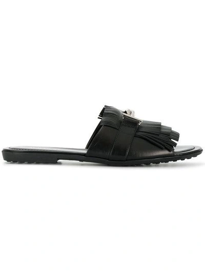 Tod's Women's Xxw0ov0y460gocb999 Black Leather Sandals In Black