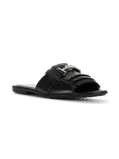 Tod's Women's Xxw0ov0y460gocb999 Black Leather Sandals In Black