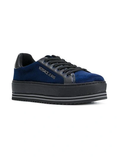 Shop Versace Jeans Platform Lace Up Sneakers In Blue