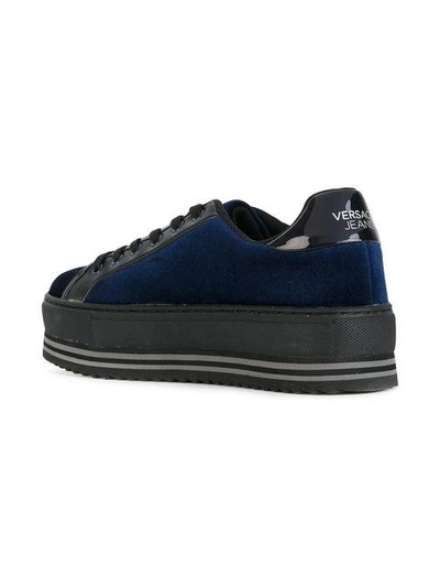 Shop Versace Jeans Platform Lace Up Sneakers In Blue