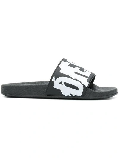 Shop Diesel Logo Sliders In Black