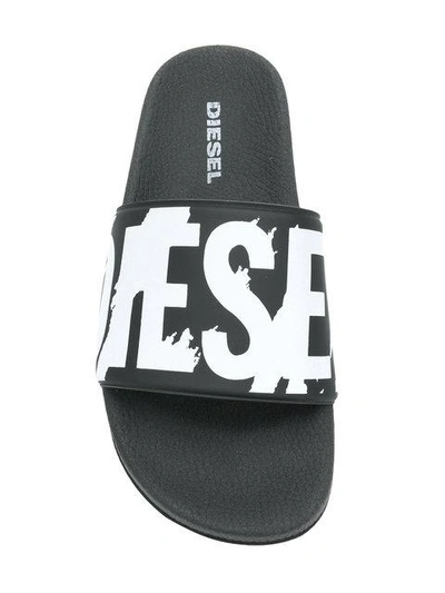Shop Diesel Logo Sliders In Black
