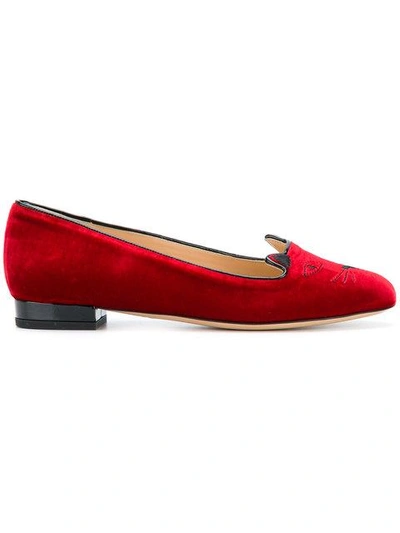 Shop Charlotte Olympia Kitty Slippers - Red