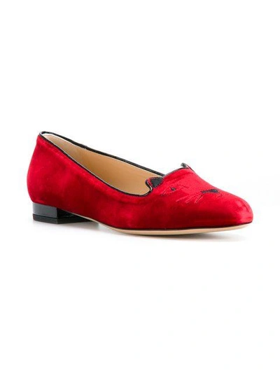 Shop Charlotte Olympia Kitty Slippers - Red