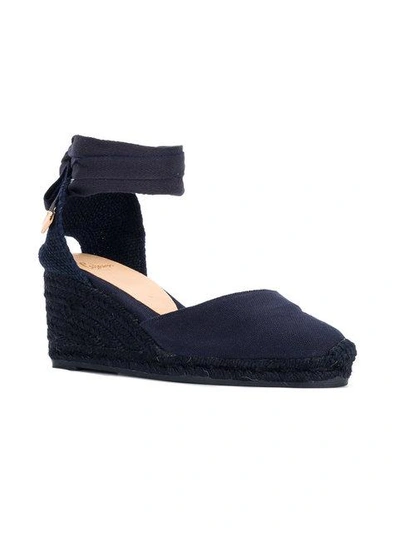 Shop Castaã±er Carina Wedge Espadrilles In Blue