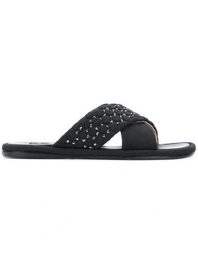 Shop Rodo Neoprene Textured Criss Cross Sandals - Black