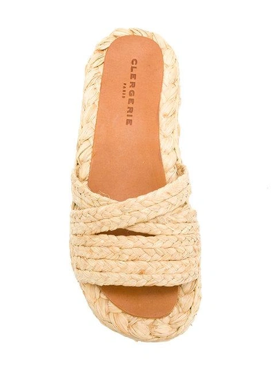 Shop Robert Clergerie Woven Slides In Neutrals