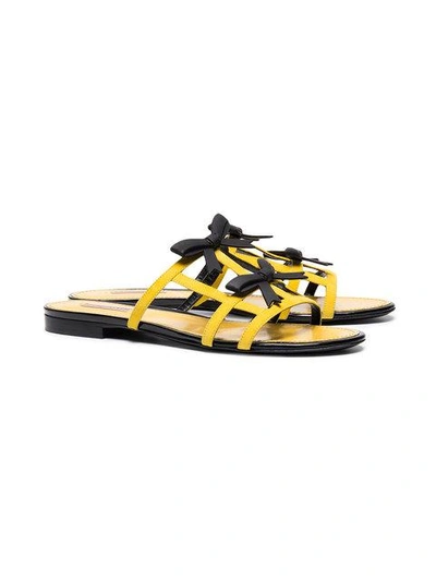 Shop Fabrizio Viti Suede City Bow Sandals In Yellow & Orange
