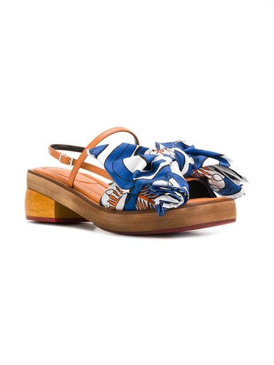 Shop Marni Sandal With Cotton Bow - Blue