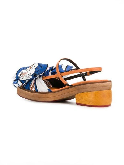 Shop Marni Sandal With Cotton Bow - Blue